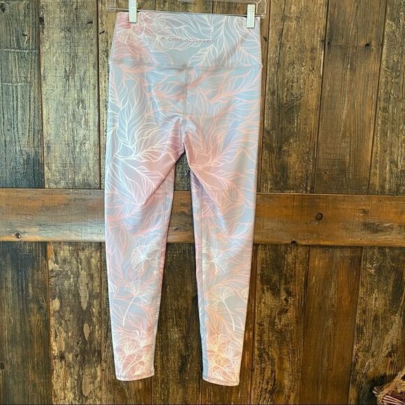 Cima Activewear OSFA Light Pastel Blue Pink Floral High Compression Leggings - Picture 4 of 8